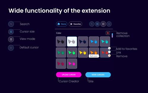 List cursor pack: Custom Cursor App for browser